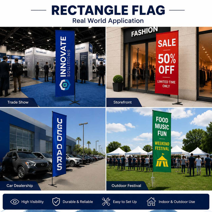 Rectangle Store Flags Custom Rectangle Flags | Outdoor Advertising Flags for Business Events ...