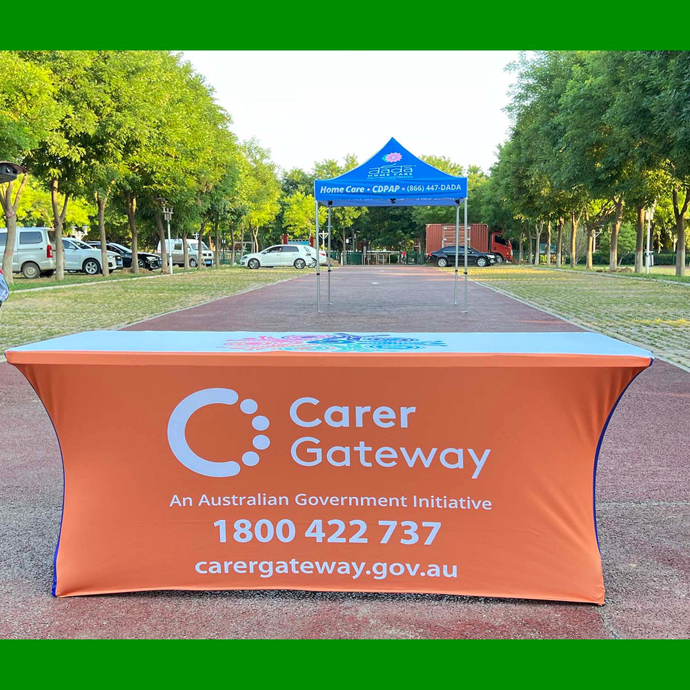 Custom Table Covers USA | Fitted Trade Show Table Throws – bannerzones